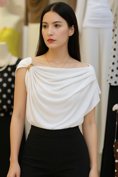 Wide Cowl Neck Design Top